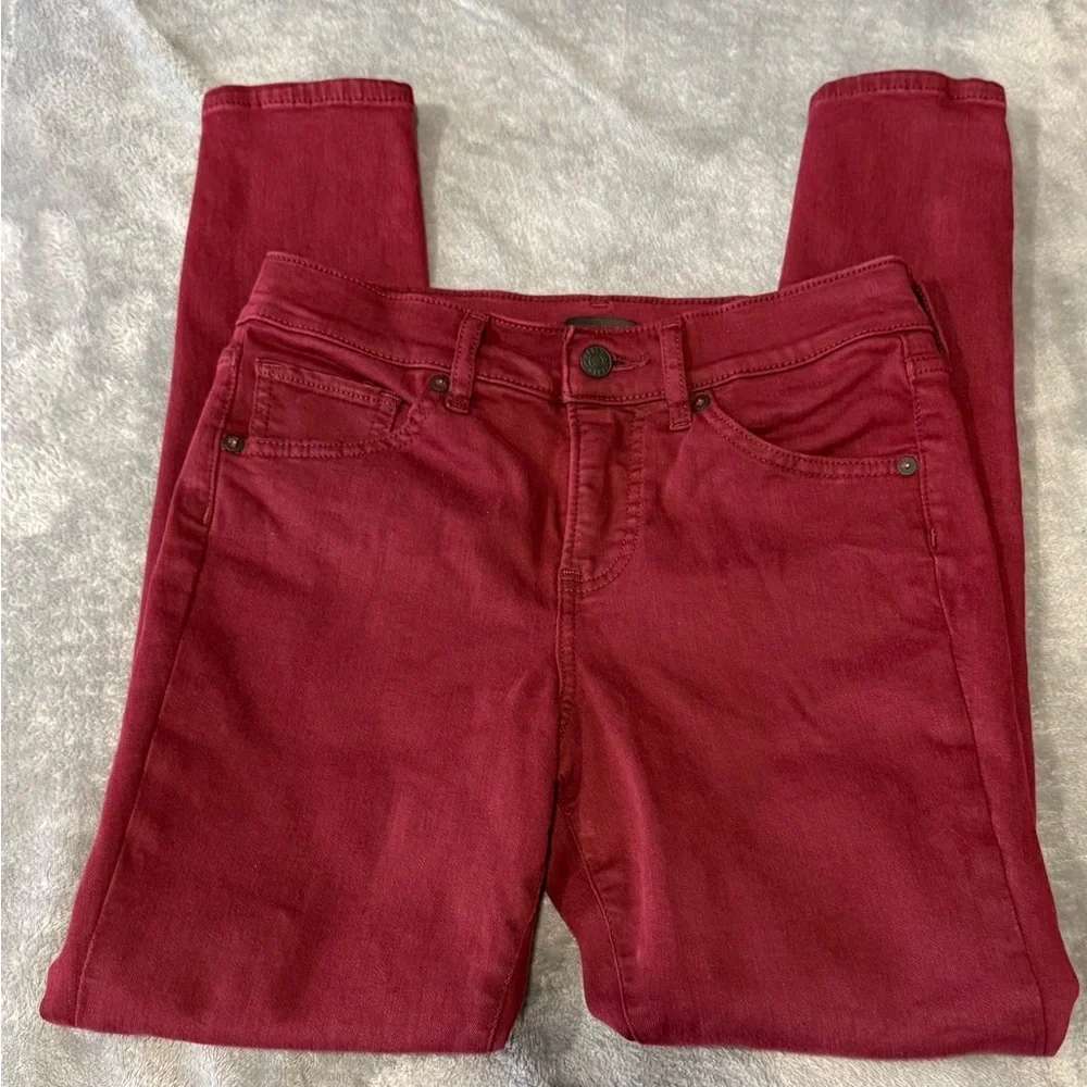 Express Burgundy Mid Rise Skinny Jeans